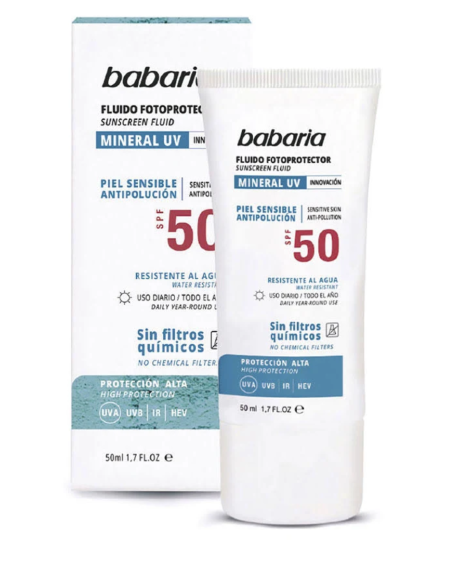 Babaria fluido protector SPF 50+ sin filtros químicos 50 ml