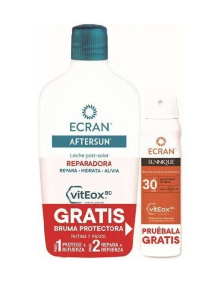 Ecran Aftersun Reparadora + Bruma Sunnique SPF 30 pack solar