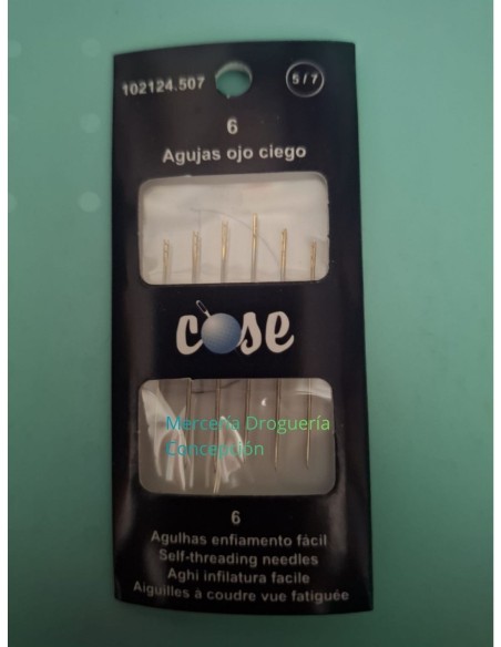 Agujas con ojo ciego pack 6 unidades enhebrado fácil