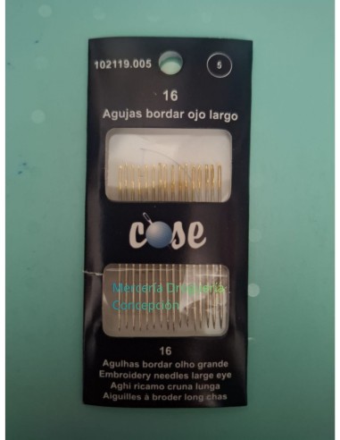 Agujas para Bordar Ojo Largo | Disponibles en Tres Tamaños