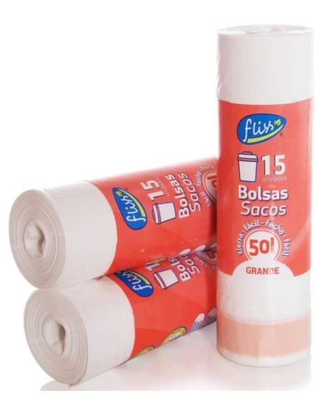 Bolsas de Basura Fliss 50L Pack 15 Unidades Resistentes