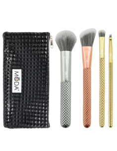 Estuche 4 brochas maquillaje Royal Langnickel | Con neceser