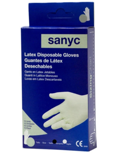 Guantes Látex Sanyc Caja 10 Unidades Diferentes Tallas