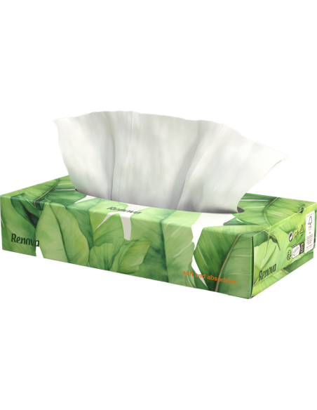 Caja de Pañuelos Tissue Facial Renova 80 Unidades – Suaves y resistentes