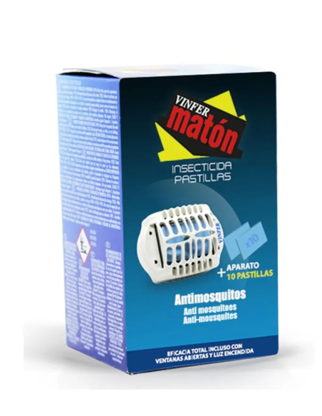 Vinfer-Matón Aparato Antimosquitos + 10 Pastillas Eléctrico