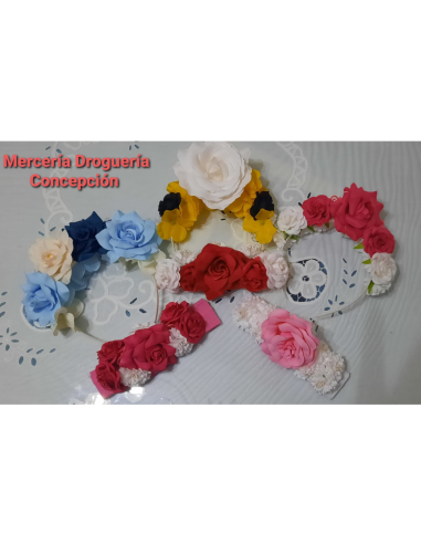 Diadema Flamenca Bebé Personalizada Hecha a Mano con Flores