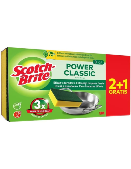 Estropajo Scotch-Brite con Esponja Pack 3 | Doble Cara