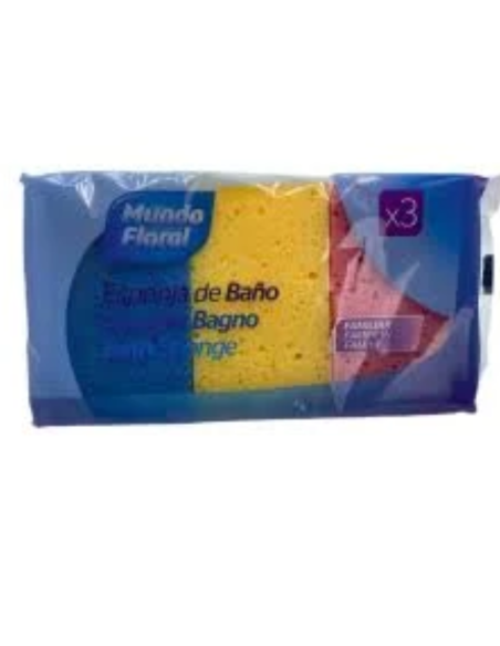 Esponjas Baño Mundo Floral Pack 3 Suaves Limpieza Corporal