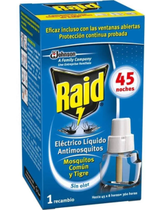 Raid Recambio Líquido 45 Noches Antimosquitos Eléctrico