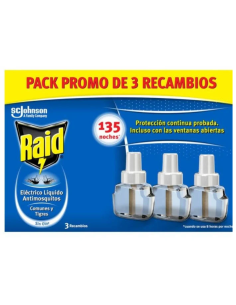 Raid Recambio Líquido Sin Olor 3 uds 135 Noches Antimosquitos