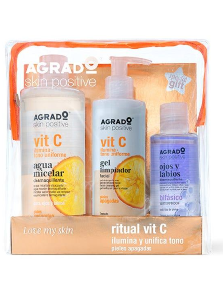 Agrado Vitamina C Estuche Neceser Agua Micelar Gel Limpiador Desmaquillante