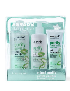 Agrado Purify Estuche Neceser Agua Micelar Gel Limpiador Exfoliante