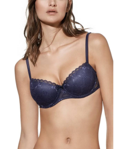 Selene Brigitte Sujetador 85B Marino Push Up Encaje Elegante