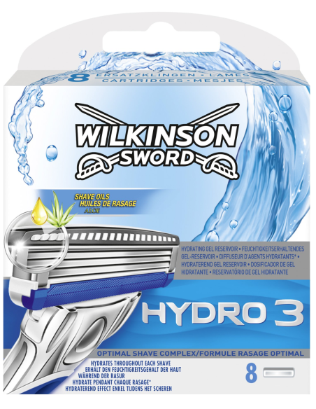 Wilkinson Hydro 3 Recambios Pack 4 uds | Hidratación y Afeitado Suave