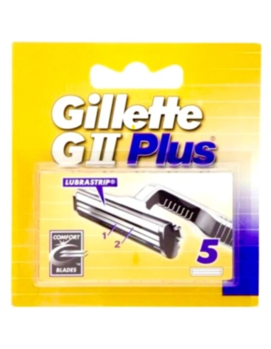 Gillette GII Plus Recambios Pack 5 uds | Afeitado Clásico y Suave
