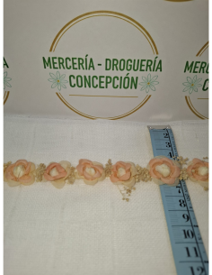 Cinta de raso con flores 3D y secas para decoración artesanal por metros 2