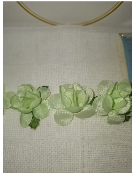 Lazo de raso con flores 3D por metros para decoración artesanal