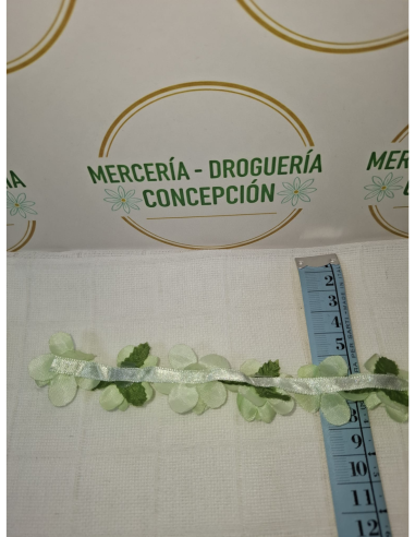 Lazo de raso con flores 3D por metros para decoración artesanal