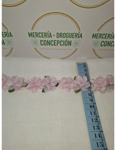 Lazo de raso con flores 3D por metros para decoración artesanal