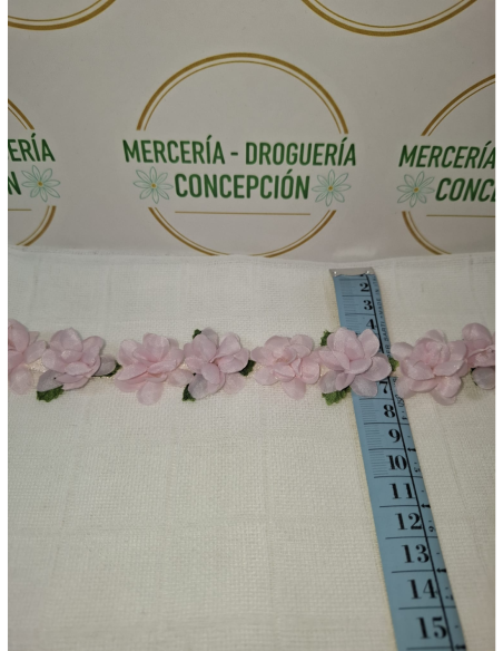Lazo de raso con flores 3D por metros para decoración artesanal