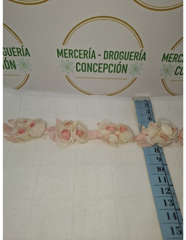 Lazo de raso con flores 3D por metros para decoración artesanal