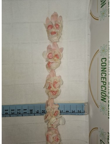 Lazo de raso con flores 3D por metros para decoración artesanal