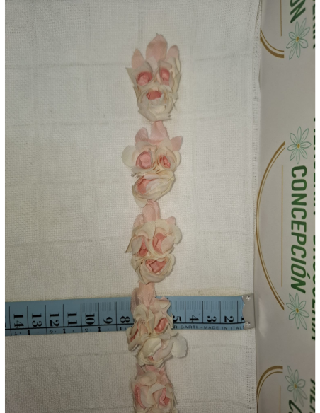 Lazo de raso con flores 3D por metros para decoración artesanal