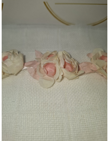 Lazo de raso con flores 3D por metros para decoración artesanal