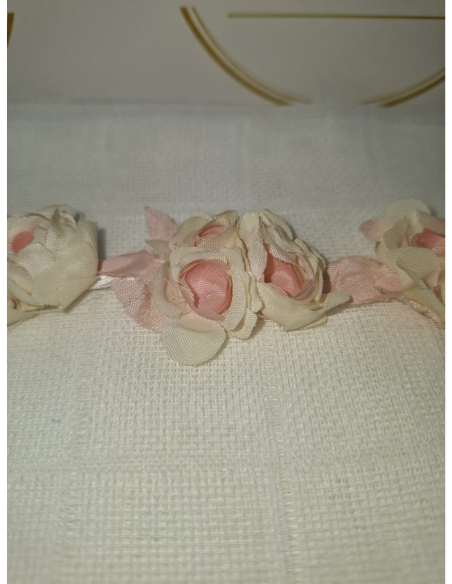 Lazo de raso con flores 3D por metros para decoración artesanal