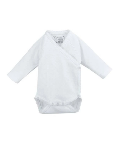 Body bebé cruzado manga larga blanco liso