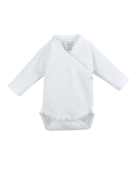 Body bebé cruzado manga larga blanco liso