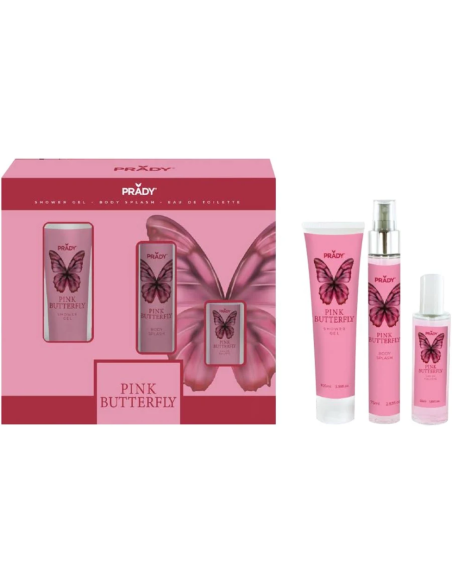 Prady Pink Butterfly estuche 3 piezas mujer